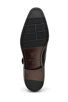 ELAN Men's Black Croc Embossed Leather Single Monk Strap Shoes Sartorial Shoes
