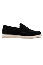 Men’s Milo Black Suede Leather Penny Loafers Sartorial Shoes