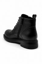 Men's Black Faux Leather Wingtip Brogue Boots Sartorial Shoes