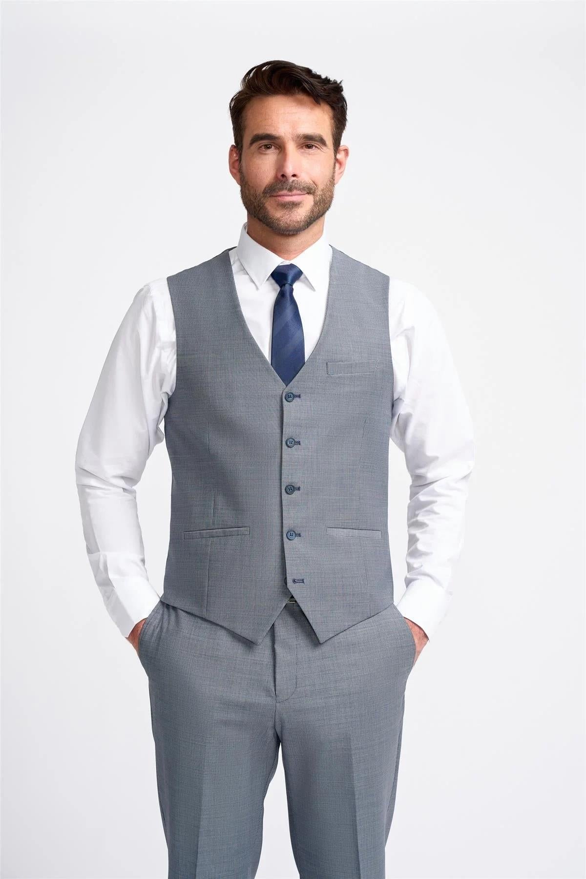 Cavani Bond Puppy Tooth Men’s Wool Blend Tailored Waistcoat CAVANI
