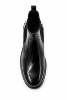 Men's Black Patent Faux Leather Retro Chelsea Boots Lug Sole Sartorial Shoes