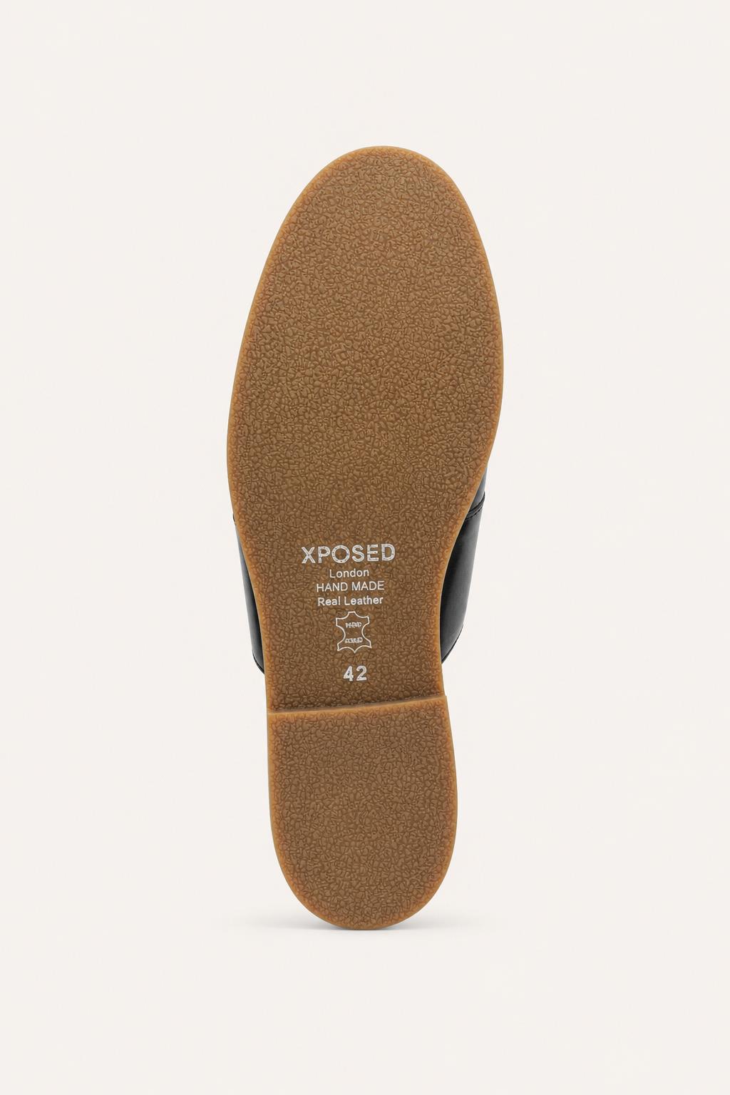 FINO Men’s Black Woven Leather Mule Slippers Sartorial Shoes