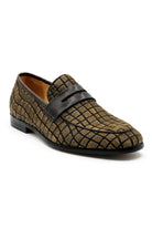 GINO Men’s Brown Patterned Horse Hair Leather Penny Loafers Sartorial Shoes