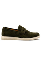 Men’s Milo Green Suede Leather Penny Loafers Sartorial Shoes