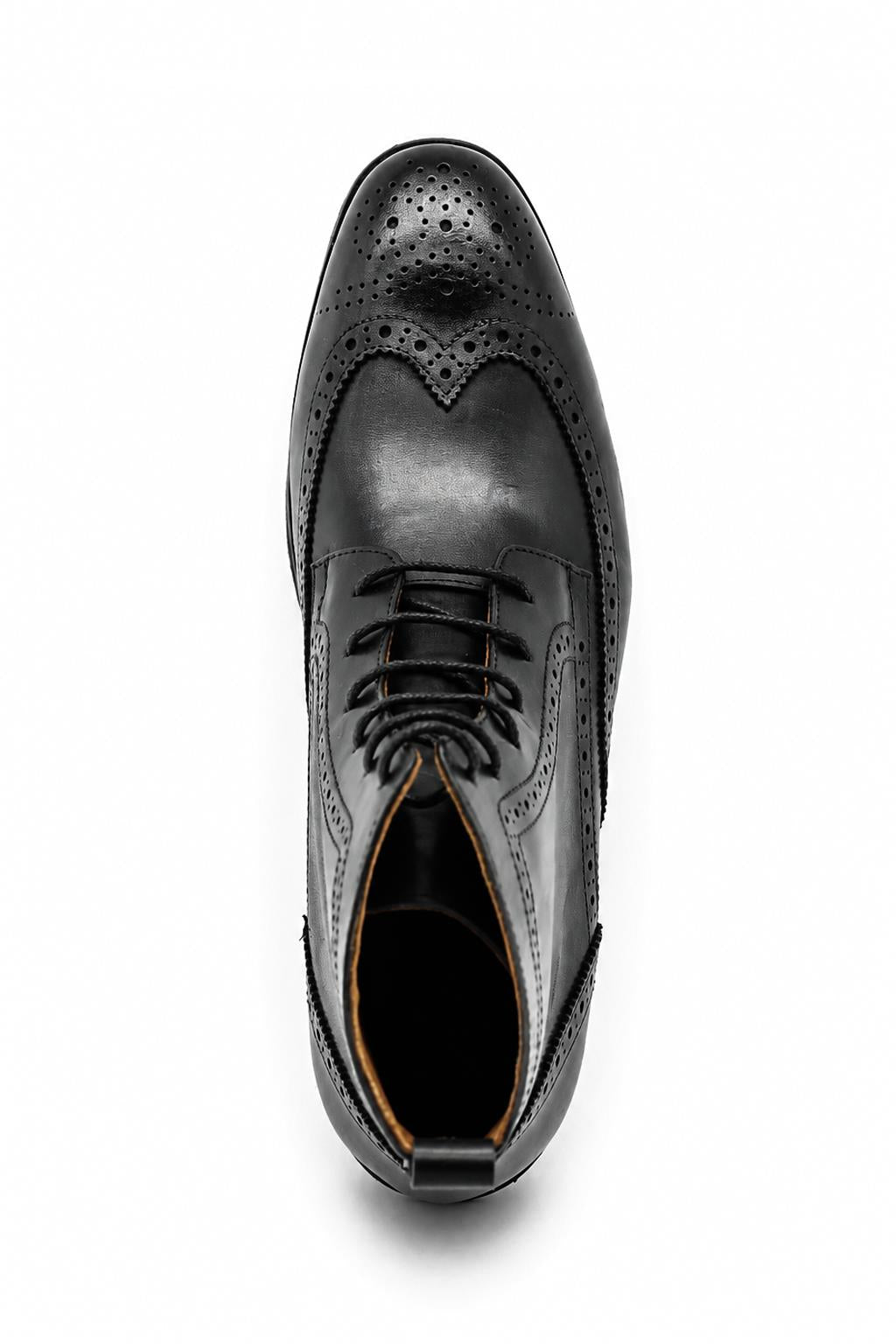 RAM Men's Black Real Leather Wingtip Brogue Ankle Boots Sartorial Shoes