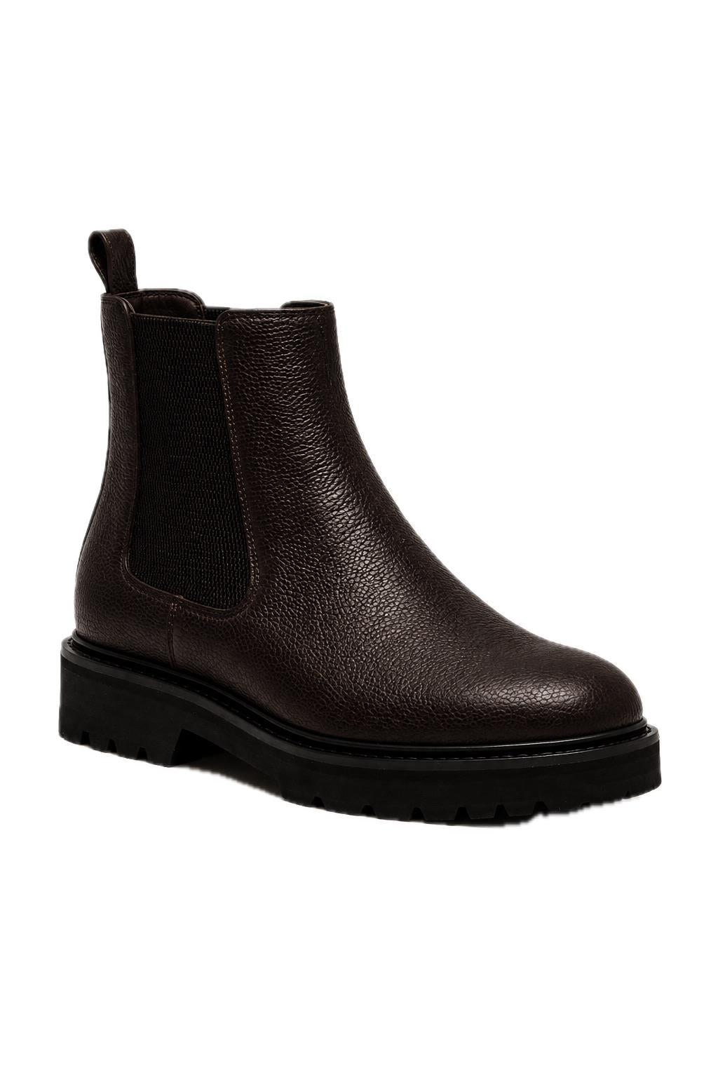 Men’s Brown Grain Leather Lightweight Chunky Sole Chelsea Boots Sartorial Shoes