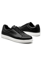 Men’s Black Faux Leather Slip-On Trainers Sartorial Shoes