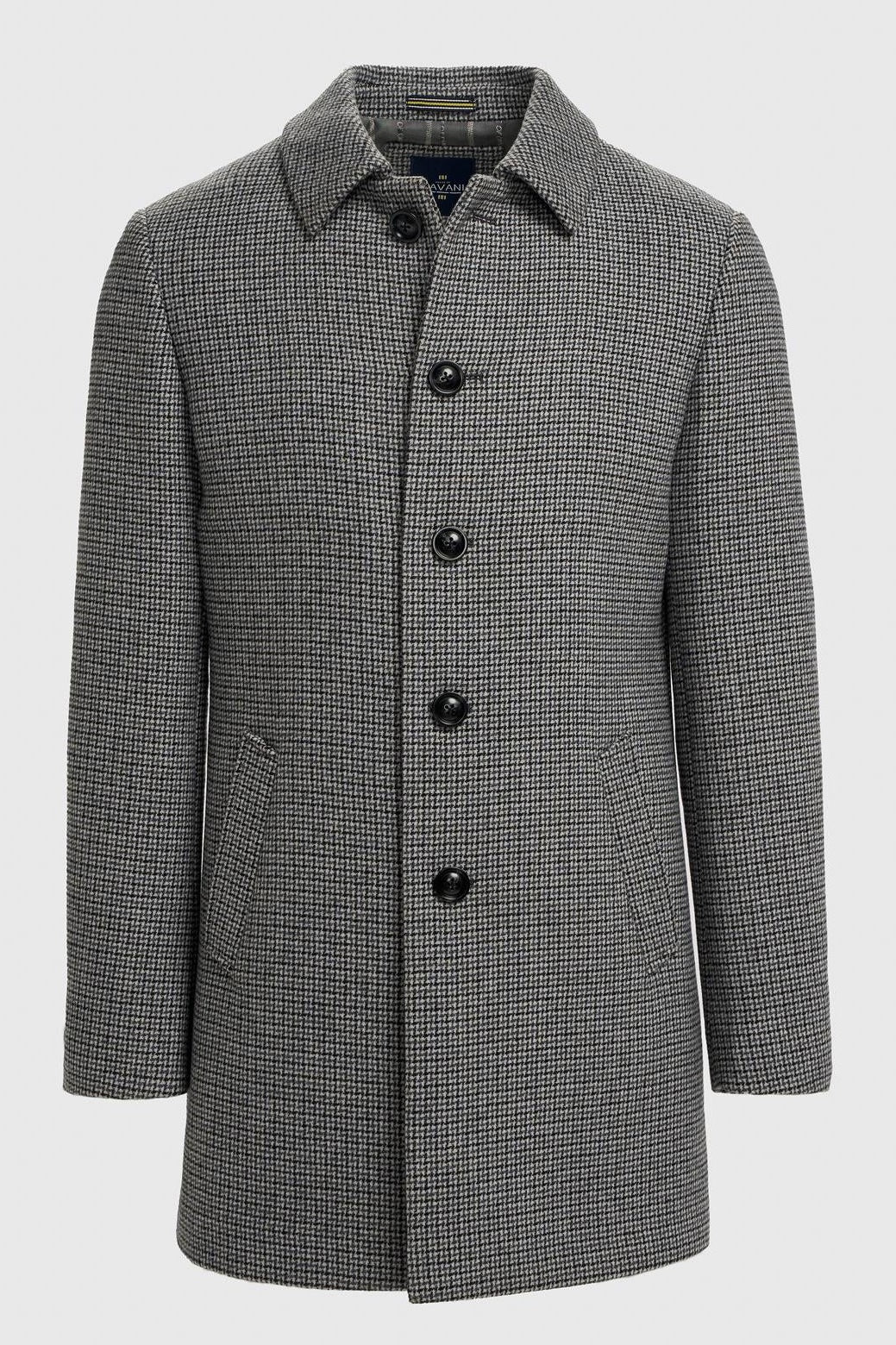 Cavani Kerry Grey Wool Blend Houndstooth Winter Overcoat