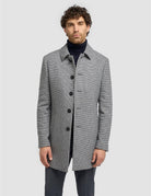 Cavani Kerry Grey Wool Blend Houndstooth Winter Overcoat