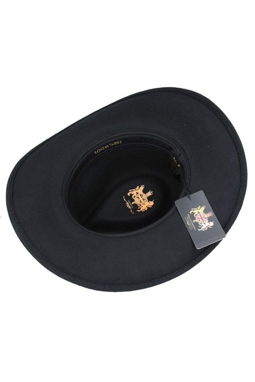 BLACK PURE WOOL FELT CRUSHABLE COWBOY HAT
