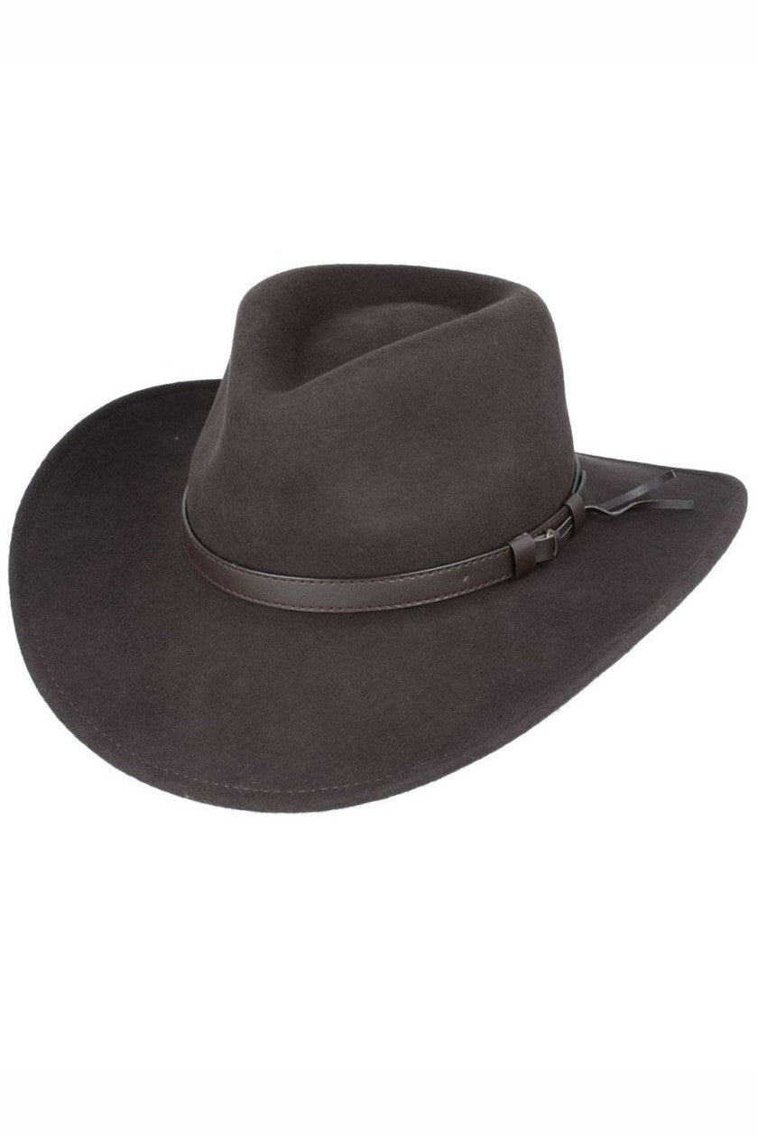 BROWN PURE WOOL FELT CRUSHABLE COWBOY HAT