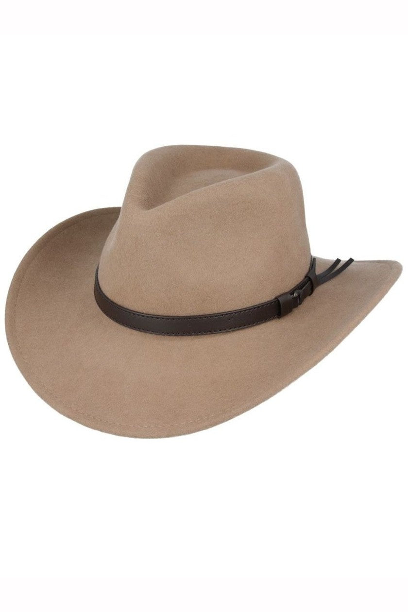 TAN PURE WOOL FELT CRUSHABLE COWBOY HAT