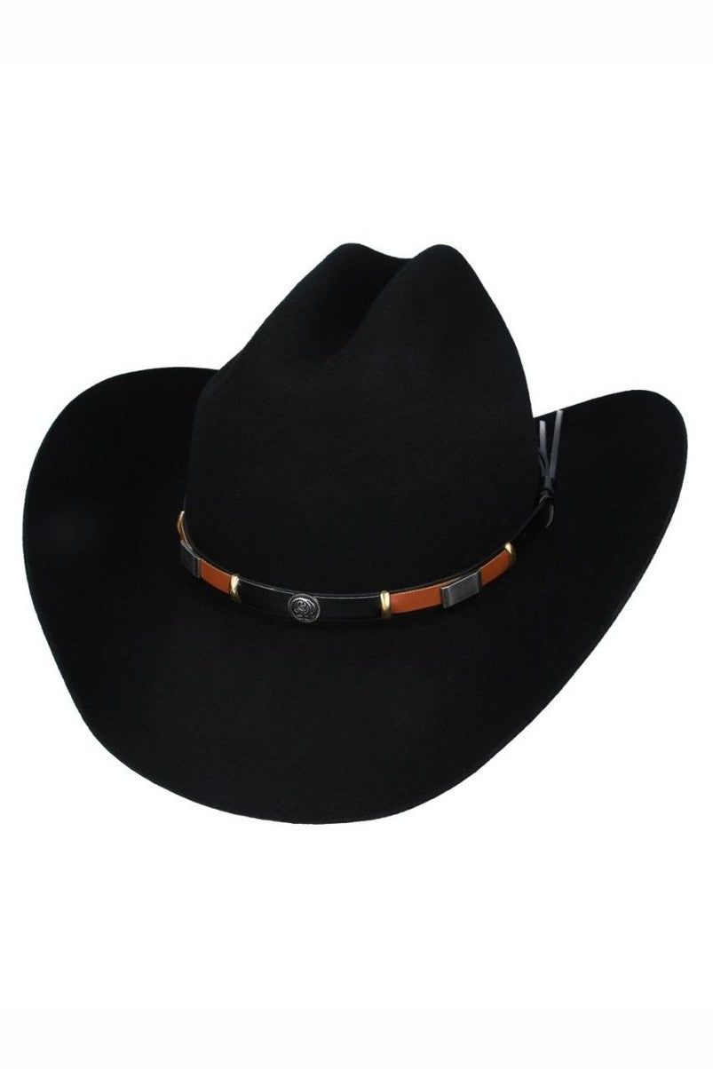 BLACK PURE WOOL STIFF COWBOY HAT