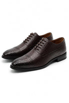 Men's Brown Printed Faux Leather Derby Dress Shoes Sartorial Shoes