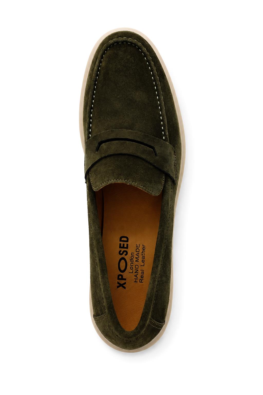 Men’s Milo Green Suede Leather Penny Loafers Sartorial Shoes