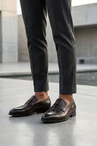 CRUX - Men’s Coffee Brown Calf Leather Penny Loafers Sartorial Shoes