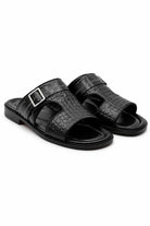 Men's Ade Black Handmade Real Leather Open-Toe Sandals Sartorial Shoes