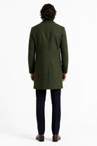 Men's Olive Green Herringbone Wool Blend Tailored Fit Overcoat CAVANI