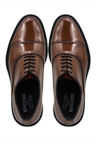 BROWN POLISHED LEATHER OXFORD SHOES – LUG SOLE Sartorial Shoes