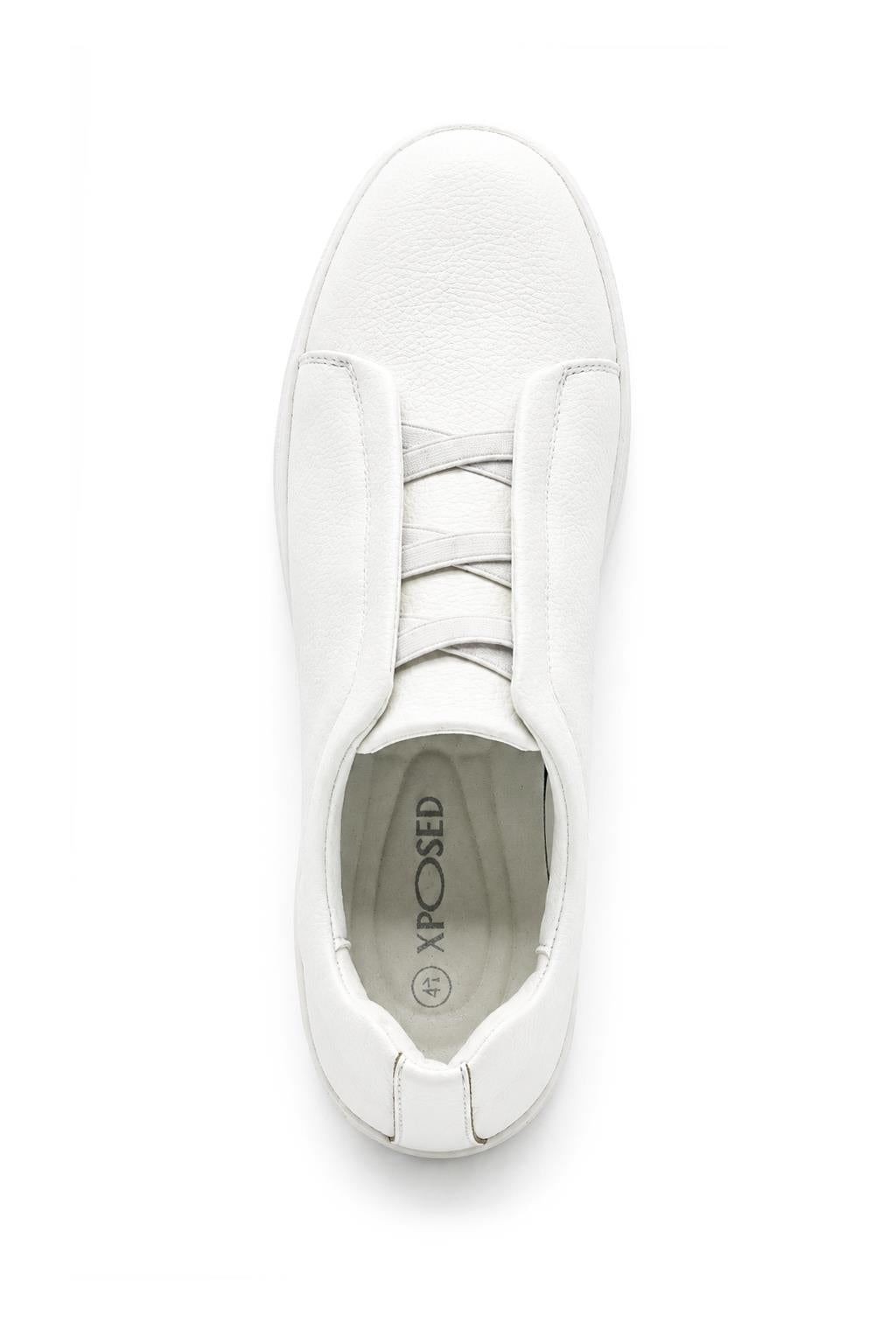 Men’s White Faux Leather Slip-On Trainers Sartorial Shoes