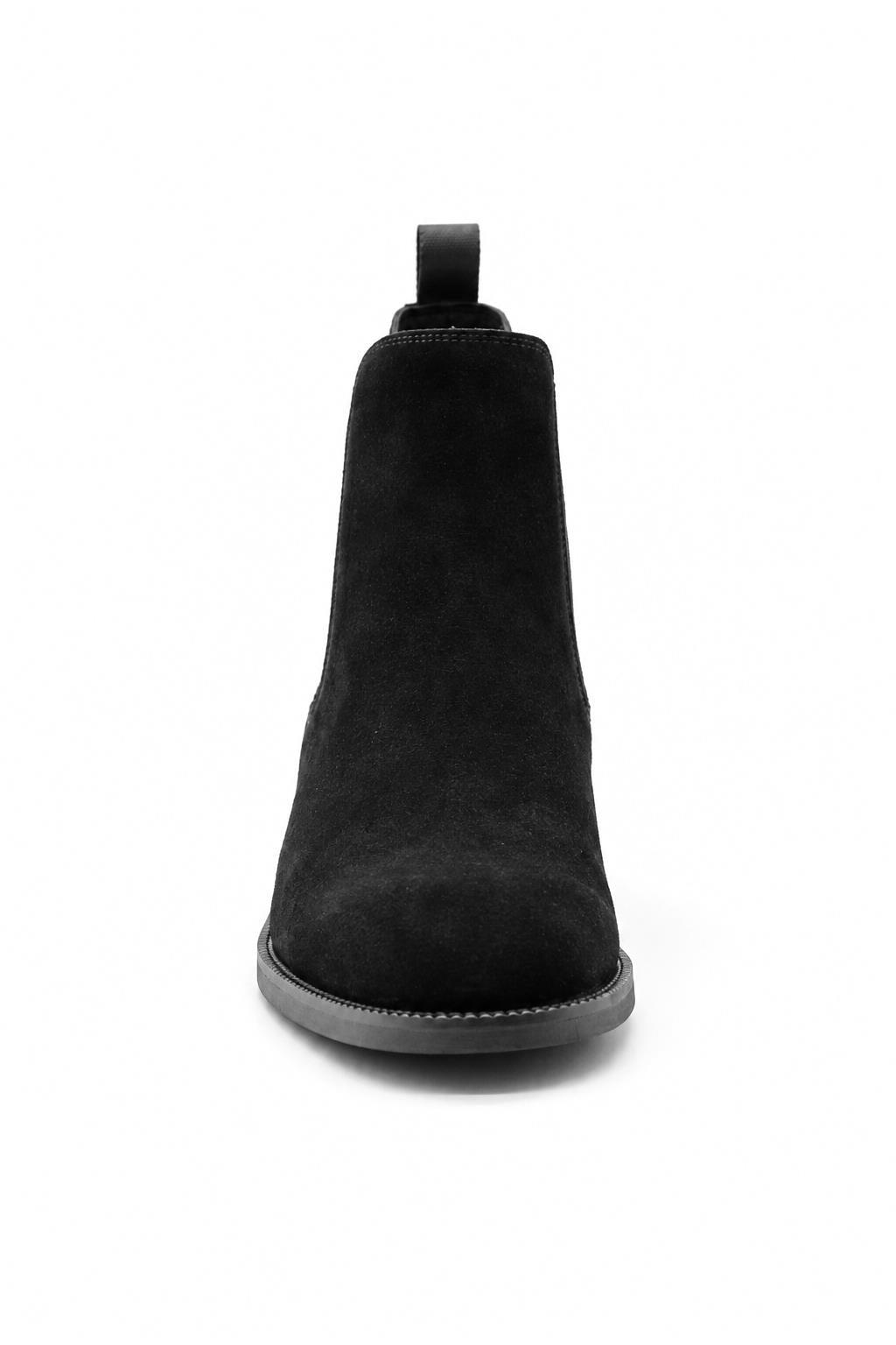 RAMOS Men’s Black Smooth Suede Leather Chelsea Boots Sartorial Shoes