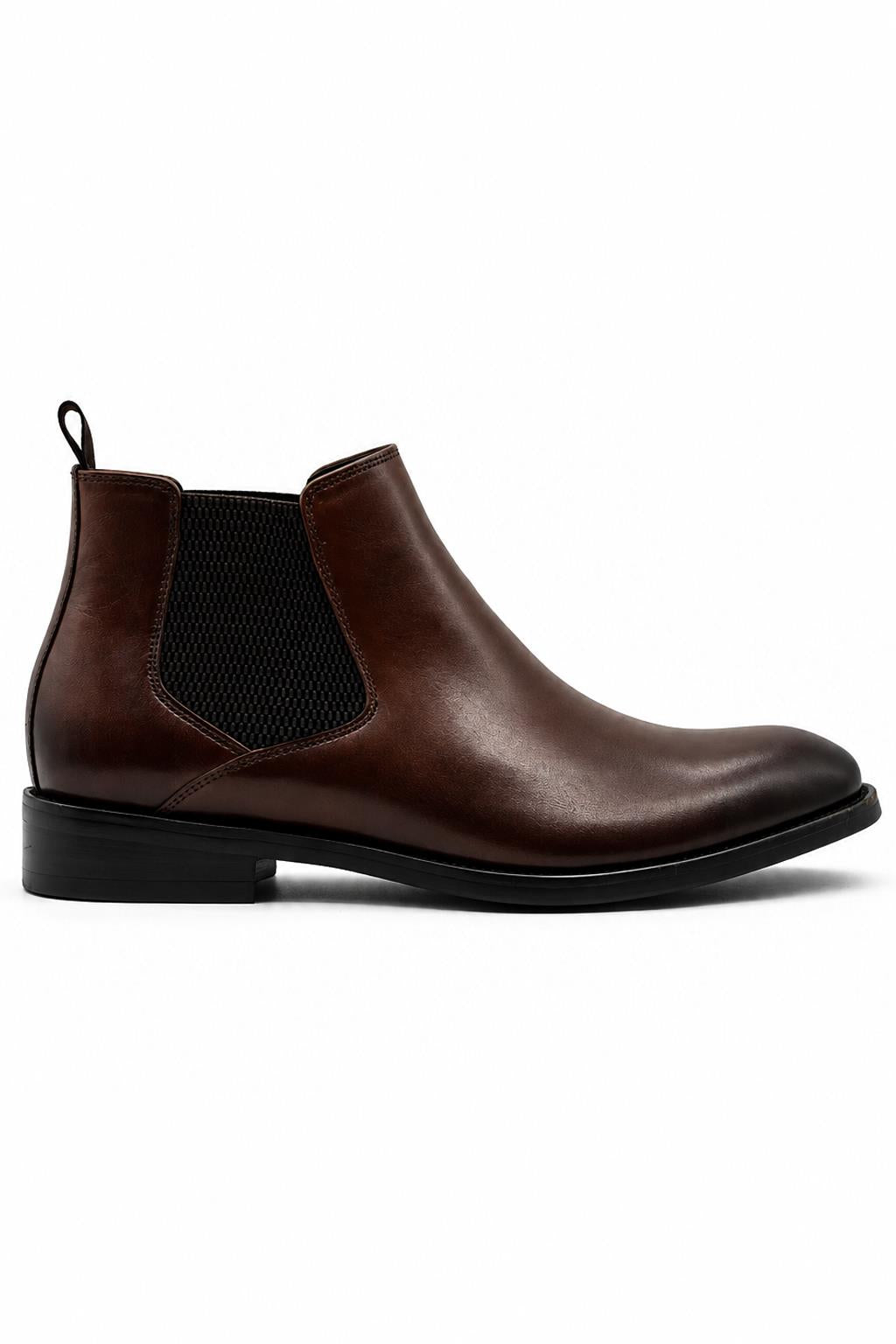 REMY Men’s Brown Burnished Polished Leather Chelsea Boots Sartorial Shoes