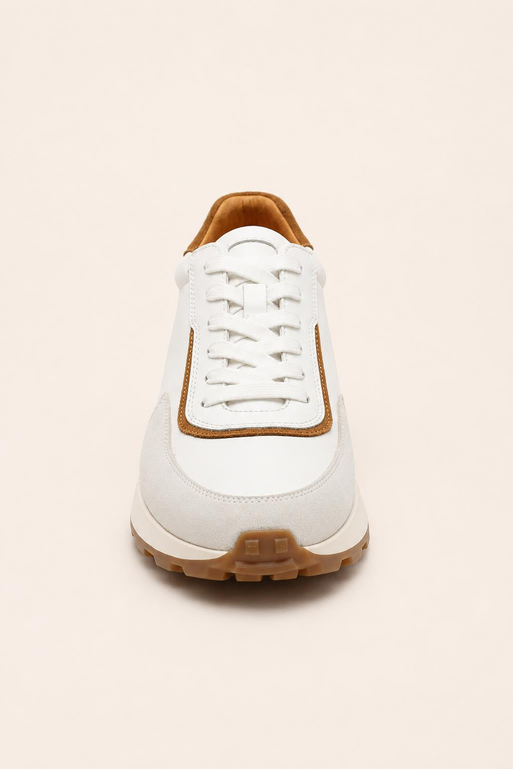 Men's White Handmade Real Leather Trainers Sartorial Shoes