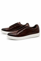 Men’s Coffee Brown Faux Leather Slip-On Trainers Sartorial Shoes