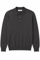 Men's Grey 100% Cotton Fine Knit Button Neck Polo Jumper CAVANI