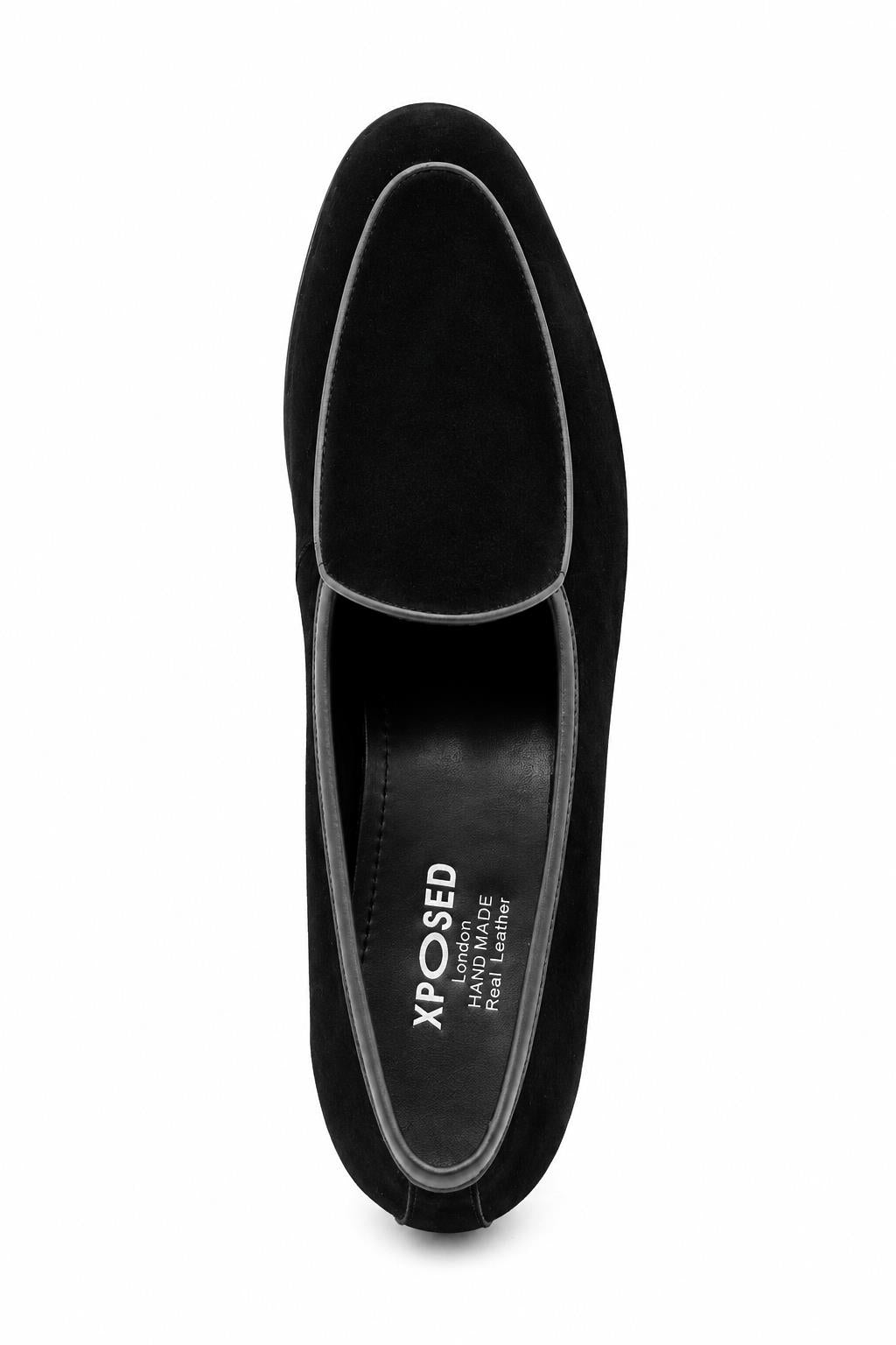 Men's Black Suede Leather Dress Loafers Sartorial Shoes