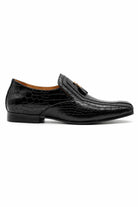 Men’s Black Shiny Polished Print Leather Occasion Shoes Sartorial Shoes