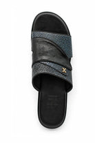 Men's Black & Grey Handmade Real Leather Open Front Slide Sandals Sartorial Shoes