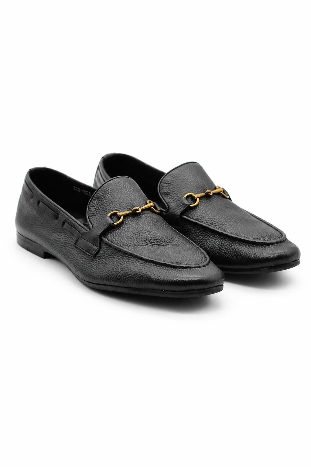 FAZIO Men’s Black Soft Grain Genuine Leather Snaffle Bit Loafers Sartorial Shoes
