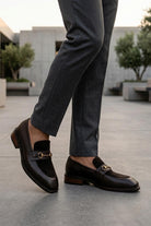 DEXTER Men’s Brown Leather & Suede snaffle Loafers Sartorial Shoes