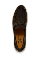 Men’s Milo Brown Suede Leather Penny Loafers Sartorial Shoes