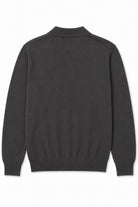 Men's Grey 100% Cotton Fine Knit Button Neck Polo Jumper CAVANI