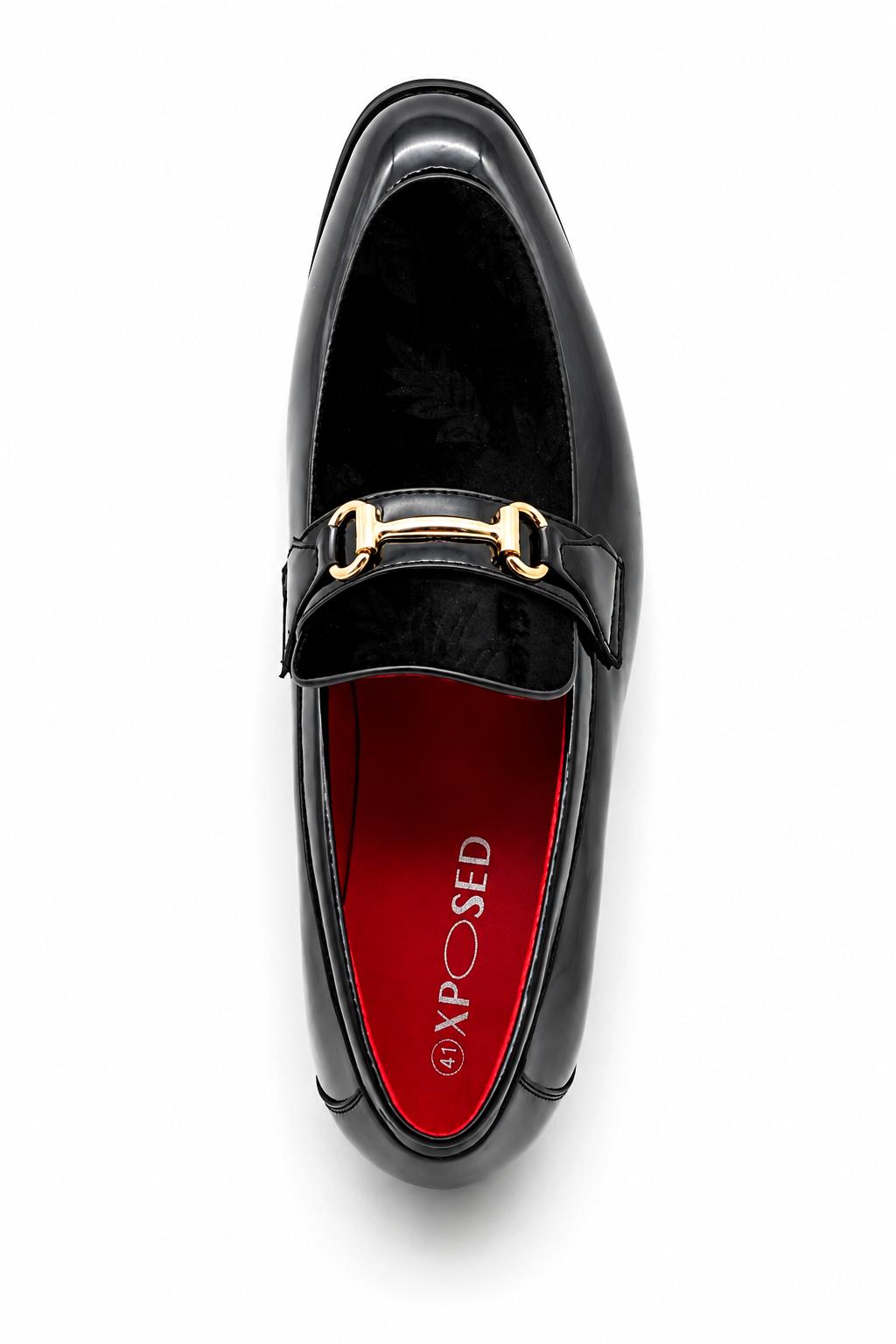 Men's Black Floral Velvet Patent Snaffle Dress Loafers Sartorial Shoes