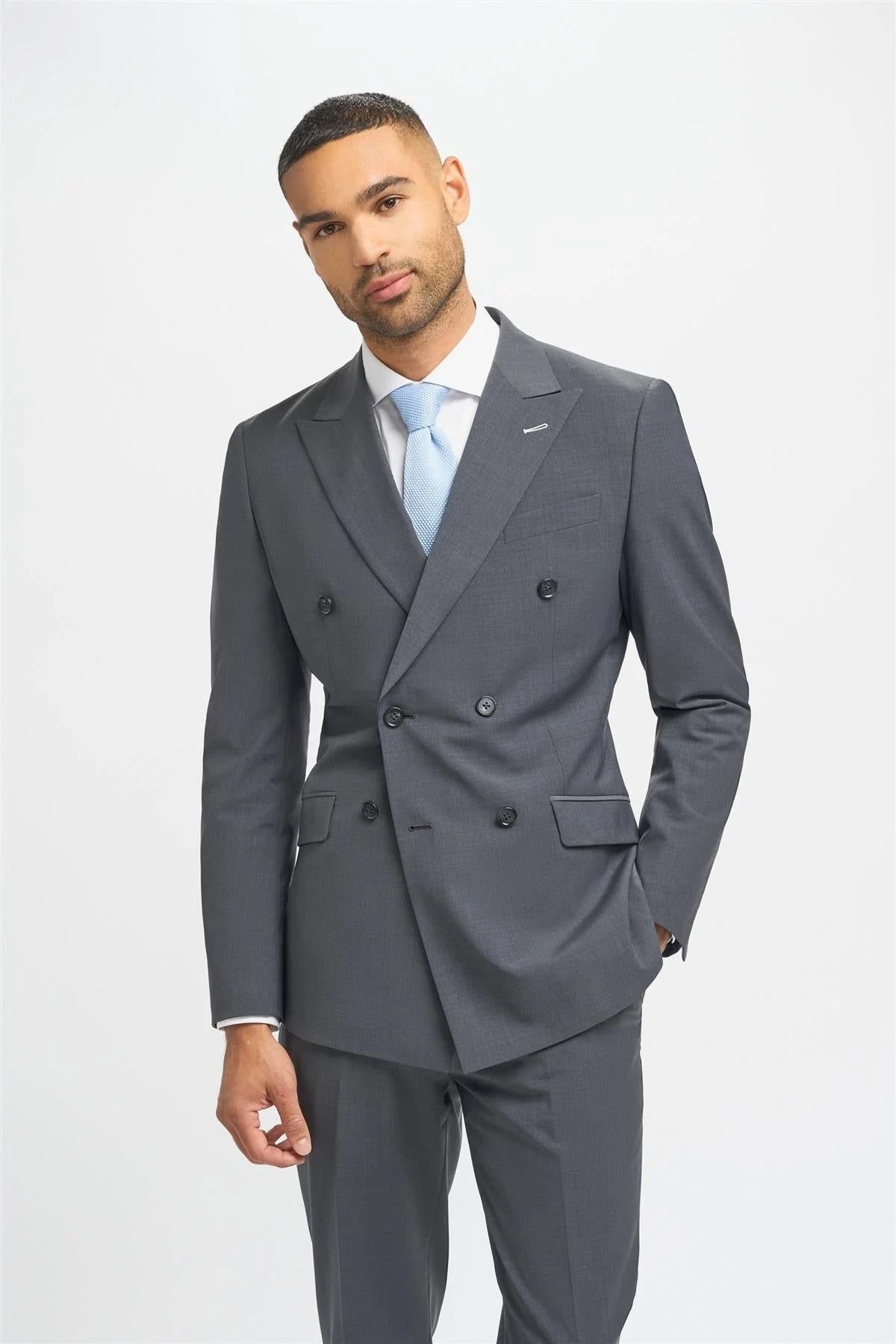 Cavani Bond Wool Rich Charcoal Double Breasted Blazer CAVANI