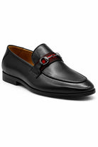 Black Leather Loafers with Snaffle Bit Buckle Sartorial Shoes