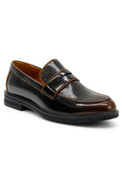 Men’s Brown Patent Pin-Dot Penny Loafers Sartorial Shoes