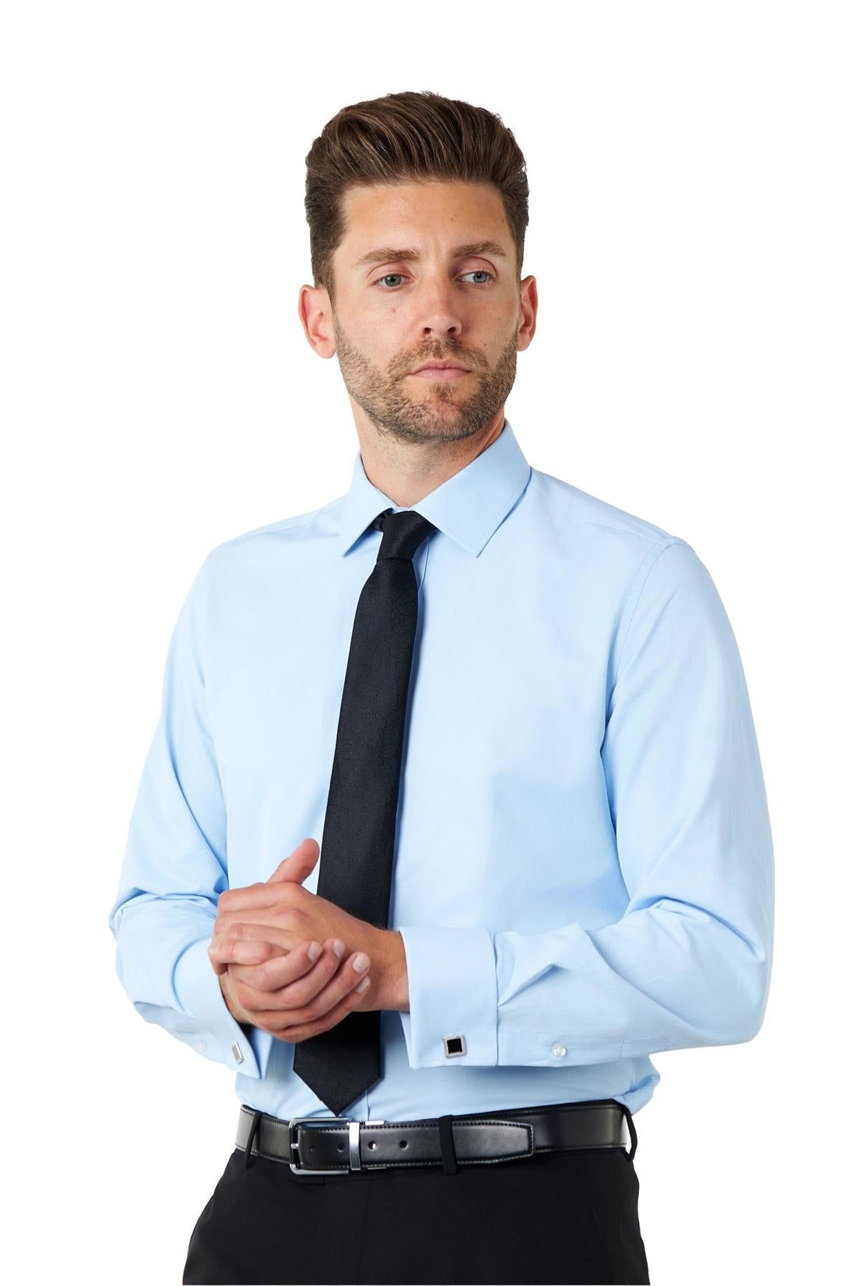 CLASSIC BLUE DOUBLE CUFF TAILORED FIT SHIRT