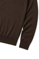 Men's Dark Brown 100% Cotton Fine Knit Quarter Zip Funnel Neck Jumper CAVANI