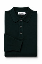 Men's Green 100% Cotton Fine Knit Button Neck Polo Jumper CAVANI