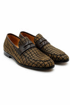 GINO Men’s Brown Patterned Horse Hair Leather Penny Loafers Sartorial Shoes