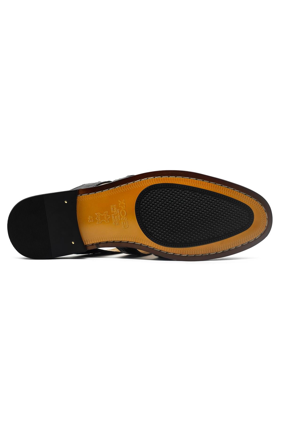 Men’s Essa Black Real Leather Mule Sandals Sartorial Shoes