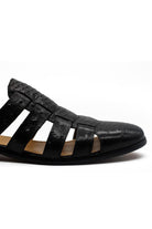 Men’s Essa Black Real Leather Mule Sandals Sartorial Shoes