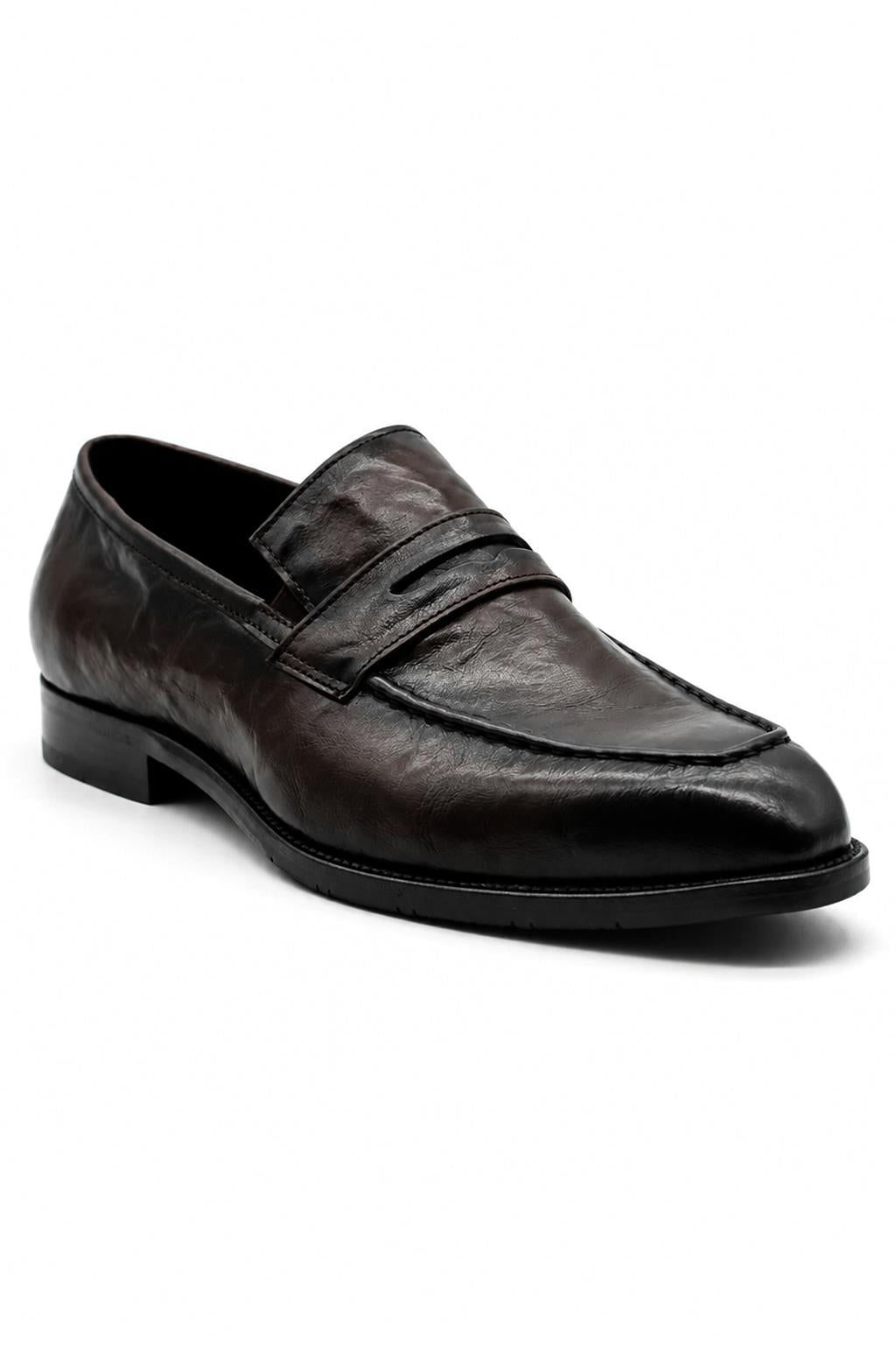 CRUX - Men’s Coffee Brown Calf Leather Penny Loafers Sartorial Shoes