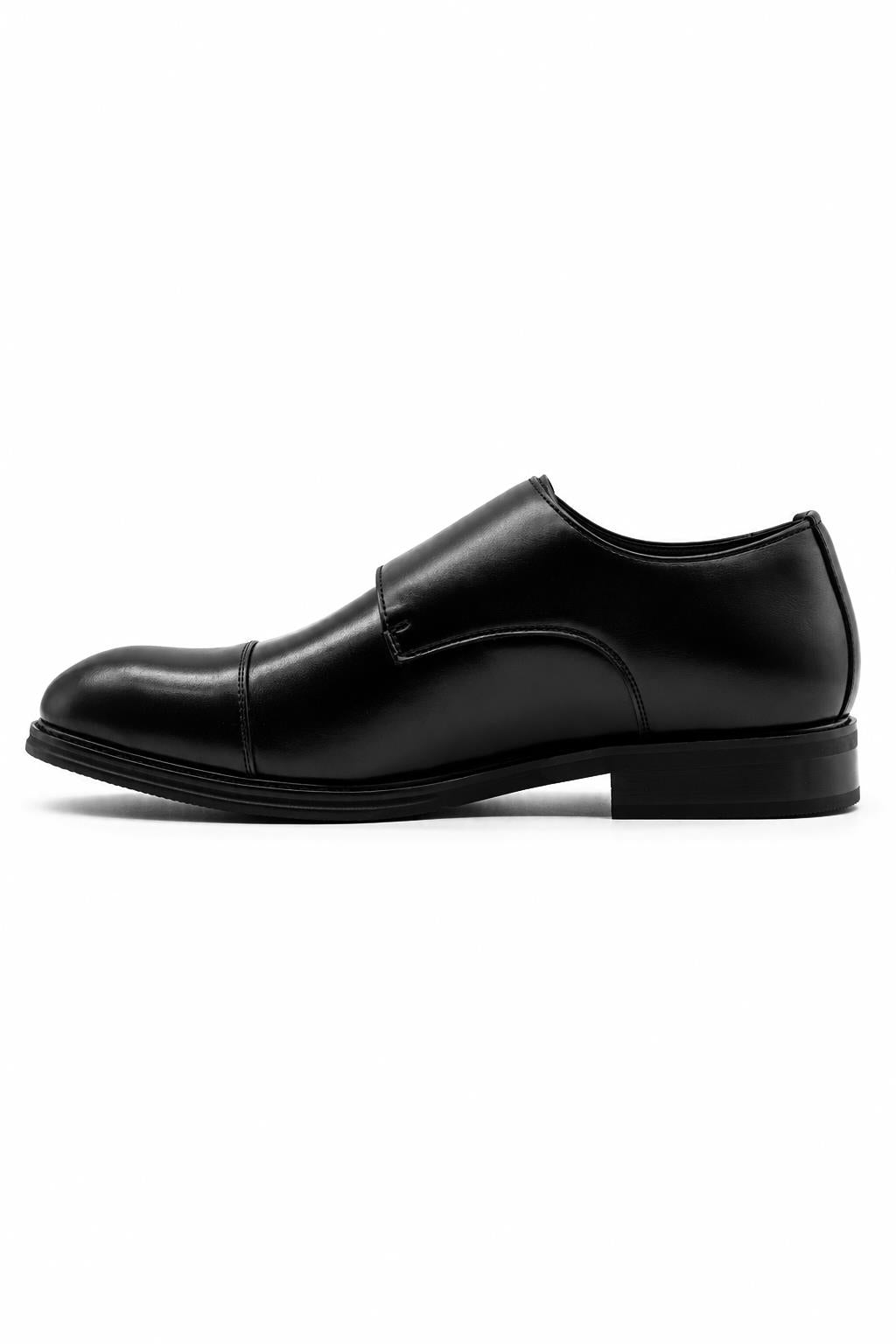 Men's Black Double Monk Strap Cap Toe Formal Shoes Sartorial Shoes