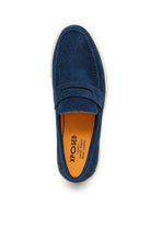 Men’s Milo Navy Blue Suede Leather Penny Loafers Sartorial Shoes