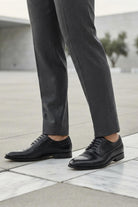 Men's Black Faux Leather Printed Derby Dress Shoes Sartorial Shoes